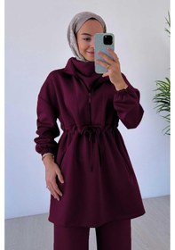 Resim Kahijab Tasarım Yaka Scuba Takım - Bordo Bordo 