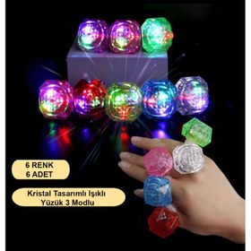 Resim 6'lı Kristal LED Parti Yüzük Seti 