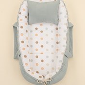 Resim Babynest ve Yastık - Çift Taraflı - Petrol Mavisi Waffle - Puantiye 