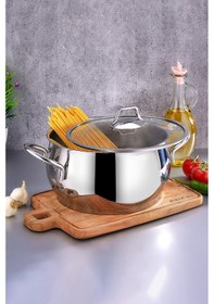 Resim Polochef Paslanmaz Çelik Derin Tencere 24 Cm Kapaklı Gümüş 