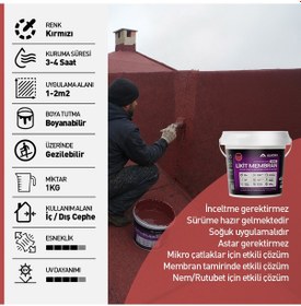 Resim Alkoru 1 Kg Kırmızı Kumlu Likit Membran Renkli Reçine Esaslı Sıvı Su Yalıtım Malzemesi 