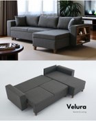 Resim Velura Home & Living Rengar Köşe Takımı & Yataklı Bazalı Keten Kumaş Köşe Koltuk Takımı - Antrasit V110 