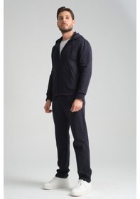 Resim Shooter Sportswear Shooter Erkek Kışlık Eşofman Takımı Thermosoft Teknolojisi İçi Kuzu Görünümlü Regular Kalıp Minimal Logo Kapüşonlu Lacivert 