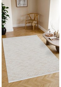 Resim Kaymaz Taban Yıkanabilir Modern Salon Mutfak Oturma Odası Çocuk Odası Halısı 5015 Krem 