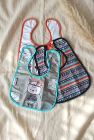 Resim Babydonat Bebek Mama Önlüğü 3'lü Set - Boho Tribal Serisi Su Geçirmez Sıvı İtici Kumaş Leke Tutmaz Çıtçıtlı Ay 