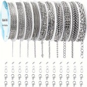 Resim 304 Paslanmaz Çelik DIY Takı Yapımı Zincirleri, 10 Farklı Metal Zincir ve Aksesuar Stil, DIY El Sanatları Tutkunları İçin Mükemmel 