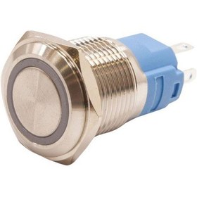 Resim 16A-P1Z-E 16Mm Düz Anahtarlı Işıklı Metal Buton - Beyaz 