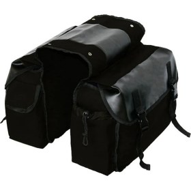 Resim VintageVo Motosiklet Bisikleti Büyük Kapasiteli Eyer Çantası Bisiklet Tuval Su Geçirmez Eyer Kutusu Yan Alet Çantası Arka Koltuk Çantası Siyah (Yurt Dışından) 