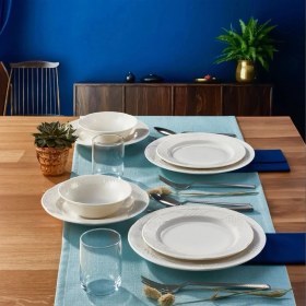 Resim Güral Porselen Bone Safir 12 Kişilik Yemek Takımı 82 Parça 