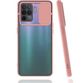 Resim Oppo Oppo Reno 5 Lite Kılıf Slayt Sürgülü Kamera Lens Korumalı Buzlu Renkli Silikon 