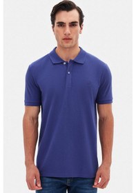Resim D's Damat Ds Damat Regular Fit Mor %100 Pamuklu Uzun Ömürlü Kıvrılmaz Polo Yaka Nakışlı T-shirt 4hc14ort51000 M01 