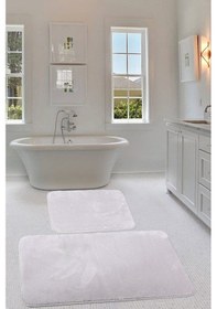 Resim Relax Gri Köşeli 60x100 + 50x60 Cm 2'li Pufidik Banyo Paspası Set Gri 