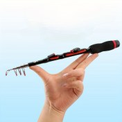 Resim 1 adet Kompakt Taşınabilir Mini Olta - 1.0m / 2.3m Teleskopik Tasarım, Siyah ve Kırmızı Tutamak, Tatlısu ve Tuzlu Su Balıkçılığı için İdeal, Yem Atma ve Uçuş Balıkçılık Teknikleri için Mükemmel 