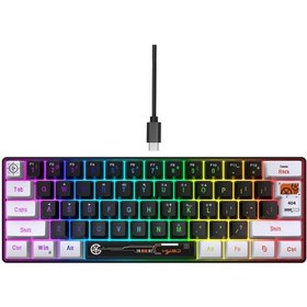 Resim Hxsj V700wb Kablosuz Rgb Arka Işık Membran Klavye 61 Anahtar Kap, Kablolu Uzunluk: 1.7m Beyaz Siyah Basım 