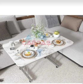 Resim 70x110cm Tekerli Masa Orta Sehpa Metal Ayak 