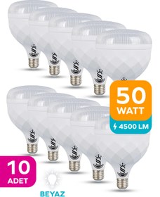 Resim ŞANLED 50W KRİSTAL Tasarruflu E27 Beyaz Işık Torch Led Ampul-1-2-4-6-8-10 Adettir 