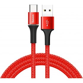 Resim Baseus Halo, 3.0 A Usb-A & Usb-C Şarj & Data Aktarım Kablosu, 1 Metre, Kırmızı 