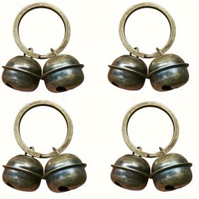 Resim 4 adet Kedi ve Köpek Kolye Çanı, Pet Takipçisi, Yuvarlak İki Renkli Vintage Çanlar, 4 Anahtarlık Kolye Asma Çanlar, Kayıp Etmeyen Eğitim Çanlar 