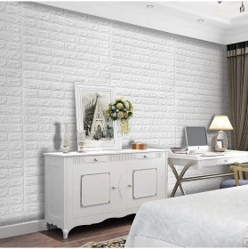 Resim Güçlü 50X50 cm Kendinden Yapışkanlı Esnek Köpük Duvar Kağıdı Paneli 3D Boyutlu Tuğla Desen 