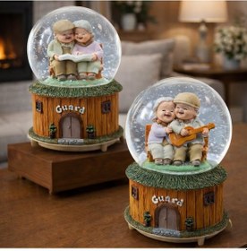 Resim Büro Ev Ofis Hediyesi İçin Püskürtür Maksi Yaşlı Çiftler Kar Küresi 