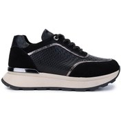 Resim Tamer Tanca Kadın Vegan Siyah Sneakers & Spor Ayakkabı 936 81185 Bn Ayk Y25 Syh Kroko/bronz Siyah 