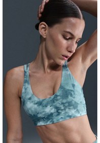 Resim Nike Zenvy Light-support Padded Printed Womens Bra Desenli Kadın Sporcu Sütyeni Mavi 