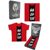 Resim Beşiktaş Kırmızı Bebek T-shirt Kişiye Özel Ahşap Kutulu 