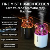 Resim Taşınabilir Mini Yanardağ Aroma Nemlendirici 7 Renk Değiştiren Işıklarla - USB ile Çalışan, Yatak Odası, Seyahat, Ofis ve Ev Kullanımı için 10.14oz Soğuk Sis - Otomatik Kapanma, Çift Püskürtme Modları, Nano Atomizasyon, Hidrasyon ve Gürültü Azaltma, Aromaterapi Nemlendirici 
