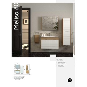 Resim Melisa Banyo Dolabı 80 cm Beyaz Kapak 