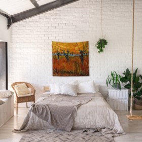 Resim Gün Batımında Söğütler Duvar Örtüsü - 90 cm x 90 cm 