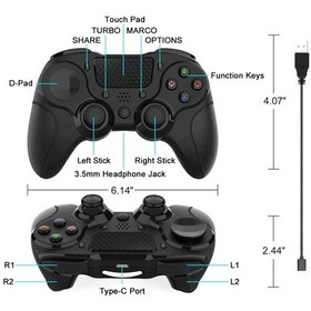 Resim Mb-p913 Pc Altı Eksenli Somatosensoriyel Geri Anahtar Programlama Ps4 Pro İçin Çift Titreşimli Bluetooth Gamepad Siyah Beyaz 