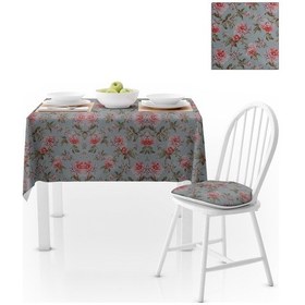 Resim Çiçek Desenli Eskitme Kırmızı Yeşil Dijital Baskılı Petek Dokuma Masa Örtüsü 140x220 