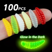 Resim 100 adet Karanlıkta Parlayan Yumuşak Yemler - 2cm Şeffaf Yeşil Solucan Yemleri, 0.4g, Balıkçılık ve Dış Mekan Aktiviteleri için Gerçekçi Tasarım, Balıkçılık Yemleri ve Yemleri, En İyi Noel, En Mükemmel Şükran Günü 