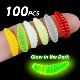 Resim 100 adet Karanlıkta Parlayan Yumuşak Yemler - 2cm Şeffaf Yeşil Solucan Yemleri, 0.4g, Balıkçılık ve Dış Mekan Aktiviteleri için Gerçekçi Tasarım, Balıkçılık Yemleri ve Yemleri, En İyi Noel, En Mükemmel Şükran Günü 