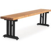 Resim FLORA WOOD 180x32 Doğal Ahşap Kütük Ağaç Bench Bank 3 Kollu Mızrak Ayak 