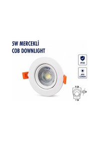 Resim Lampist 5w Beyaz Kasa Mercekli Yuvarlak Cob Downlıght 6500k 