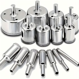 Resim 10 adet Elmas Kaplı HSS Matkap Seti, Fayans, Mermer, Cam, Seramik için Metal Delik Testere Matkapları, Güç Araçları, 6mm-32mm (0.23-1.26in) 
