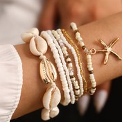 Resim Boho-Chic 7 Parça Boncuklu Bileklik Seti Kabuk & Denizyıldızı Süsleriyle - Kadınların Günlük Kıyafetleri ve Yazlık Plaj Tatilleri İçin Mükemmel 