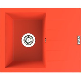 Resim Polex Cristalüx Granit Evye P-S60 Turuncu Tezgah Altı Ve Tezgah Üstü Kare Mutfak Evyesi 60.5x49.5 CM 