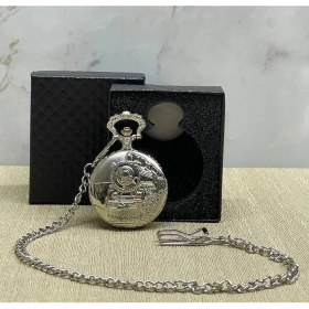 Resim Özel Kutulu Tren Temalı Gümüş Köstekli Saat ALK4657 