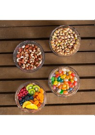 Resim Porsima 4 Lü Kristal Cam Çerezlik Sunumluk Tek Kişilik Salata Kasesi 400 Ml 