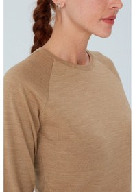 Resim Peraluna Vanessa Pullover Merino Yünlü Yanları Yırtmaçlı Ince Kadın Triko Kazak Camel Melanj-camel Camel 