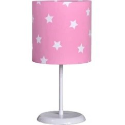 Resim Onay Pembe Yıldızlı 2.li Set M-808 Kumaş Kaplama Genç ve Çocuk Odası Avize ve Abajur Takımı 