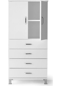 Resim 4 Çekmeceli Raflı Elbise Dolabı 61X44X128Cm-Beyaz 