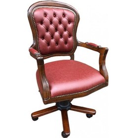 Resim Masifart_Mobilya Masifart Adrian Ahşap Klasik Ofis Çalışma Koltuğu Ceviz Makam Kol 