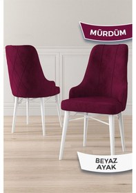 Resim Canisa Neta Serisi, 1.sınıf Babyface Kumaş Sandalye, Beyaz Gürgen Ayak, 4 Adet Mürdüm Sandalye Sandalye Mürdüm Ayakları Beyaz 