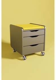 Resim Creo Mobili Çekmeceli Tekerlekli Sirius Keson Oturulabilir Ofis Ve Ev Komodini Antrasit/sarı 