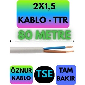 Resim Öznur 2x1,5 Ttr Kablo Beyaz Metre Seçenekli - 80 Metre 