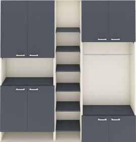 Resim Arges Dolap 18 Raflı 8 Kapaklı Tek Askılı 220x30x243 Aytaşı-antrasit/antrasit Antrasıt/antrasıt 