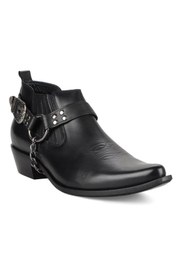 Resim FootCourt Siyah Erkek Kovboy Ayakkabısı Kuşaklı 